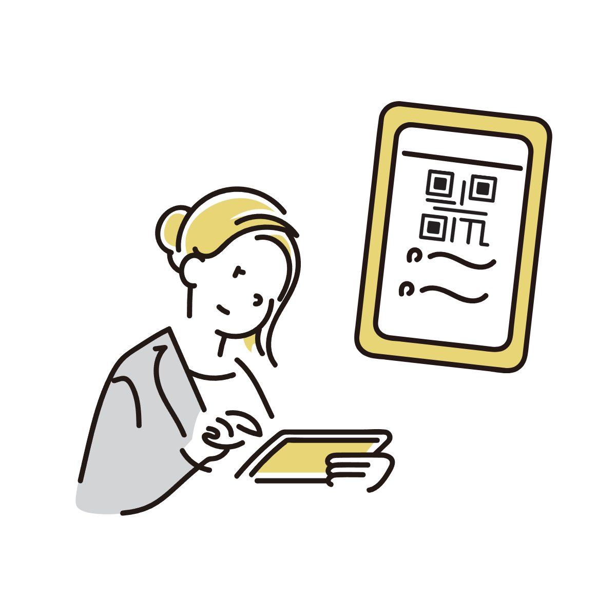 スマートフォンからQRコードを確認しています。